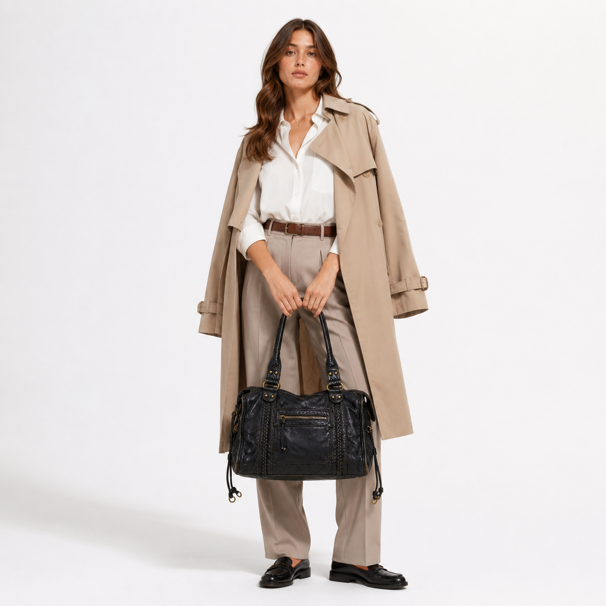 Vivia™ Retro Schultertasche – Vintage Leder Handtasche für Damen
