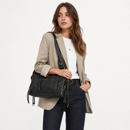 Vivia™ Retro Schultertasche – Vintage Leder Handtasche für Damen