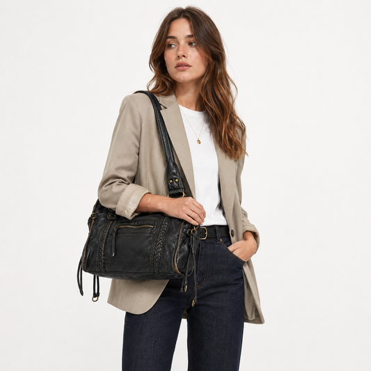 Vivia™ Retro Schultertasche – Vintage Leder Handtasche für Damen