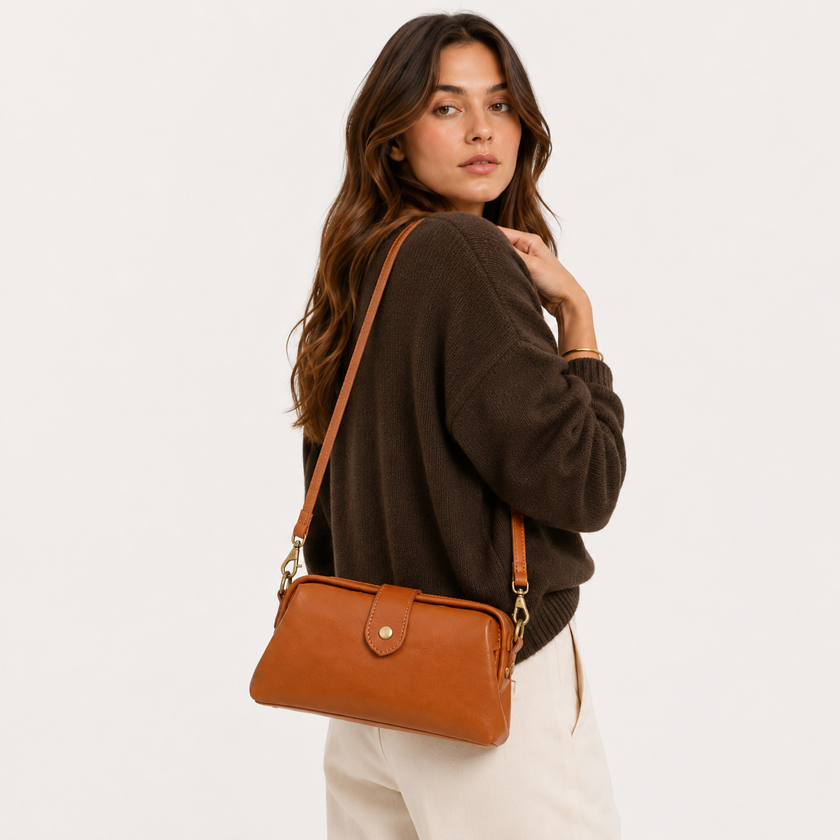 Vivia™ Clementine – Vintage Leder Umhängetasche für Damen